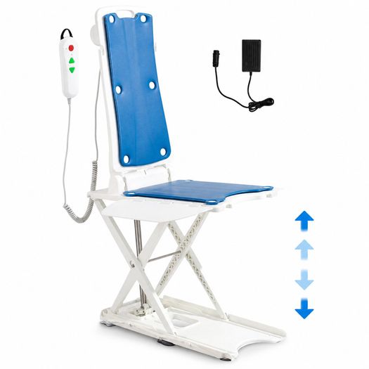 Electric Bath Lift Chair for Elderly  Height Adjustable, Waterproof Bath Seat Lift with Remote Control, 140kg Capacity, Reclining Backrest