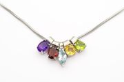 925 Sterling Silver &amp; Gemstone Mix Necklace
