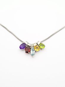 925 Sterling Silver & Gemstone Mix Necklace