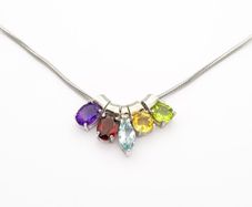 925 Sterling Silver & Gemstone Mix Necklace