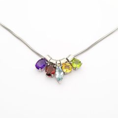 925 Sterling Silver & Gemstone Mix Necklace