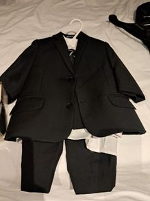 Black suit with patent shoes