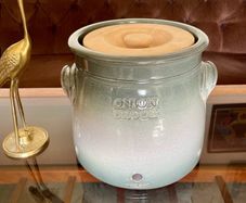 Handcrafted Kiltrea Bridge Pottery Stoneware Onion Crock Smooth Sage Green Glaze Embossed Onion Crock