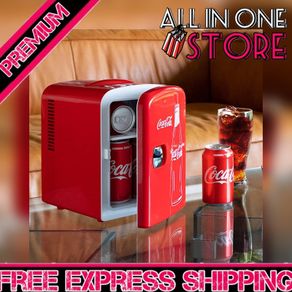 Coca Cola Mini Fridge 4 L/6 Can Portable Fridge/Mini Cooler Refrigerator for Food Beverages Drinks Skincare Snacks Home Bedroom Office Dorm Travel Car Boat, AC & DC Plugs Included (FREE POSTAGE)