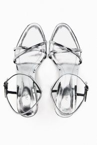 New Zara Sandals, wedge, silver, UK4