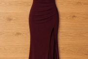 Burgundy Debs Prom Dress Size 12 Luxury Sparkle Backless Gown