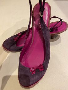 Women shoes low heel sandals purple size 5