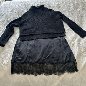 Allsaints Eloise Funnel Neck Dress Black Medium