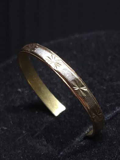 Vintage 14ct Gold Patterned Band Ring Size 52.5 Professionally Tested 1.14g