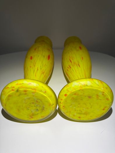 Pair of French Art Deco Mottled Glass Vases - Legras Style, 32.5cm