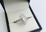 9ct White Gold Natural Diamond Marquise Halo Cluster Engagement Ring