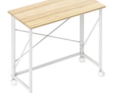 80 cm Folding Desk on Wheels - Natural Tone