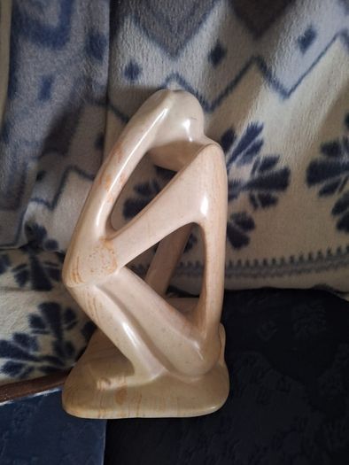 Based on the famous sculpture by Auguste Rodin, vintage soapstone figure, "The Thinker"