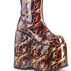 Demonia Platform boots Size 6 Burgundy Hologram