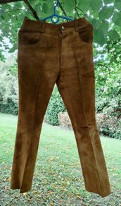 vintage 1970's suede leather flared trousers