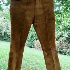 vintage 1970's suede leather flared trousers