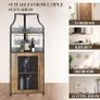 4-Tier Corner Bar Cabinet, Industrial Freestanding Wine Storage Sideboard with Doors and Glass Holders, Adjustable Shelf & Anti-Tipping Devices, for Home Bar, Kitchen, Living Room, Rustic Brown Image 5