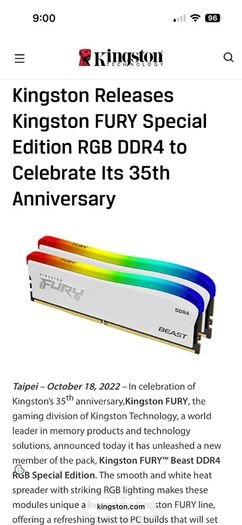 35th anniversary Kingston fury 32gb ddr4 ram