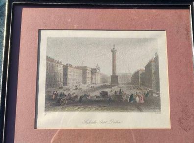 Vintage Coloured Engraving of Sackville Place Dublin
