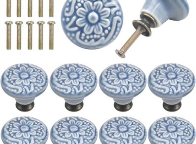 MULTIPLE COLOURS AVAILABLE 10 x Vintage Ceramic Door Drawer Handles, 34 mm Round Drawer Knobs, Furniture Knobs, Door Knobs, Furniture Handles for Cupboards, Cupboards, Kitchen, Children's Room