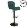 Zoya Black Adjustable Bar Stool Grey Velvet, Black Metal Base Image 3