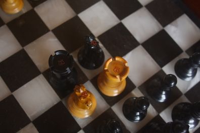 Antique Chess Set and Board