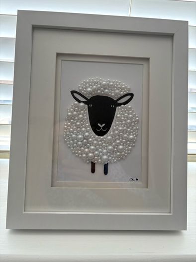 Handcrafted framed Sheep mixed media Mosaic