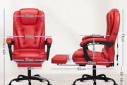 Massage Office Chair for Home Office PC Chair with Footrest Armrests Computer Desk Chairs with 150 Recliner, Ergonomic for Heavy-duty, PU Leather, Red