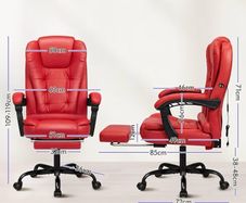 Massage Office Chair for Home Office PC Chair with Footrest Armrests Computer Desk Chairs with 150 Recliner, Ergonomic for Heavy-duty, PU Leather, Red