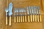 Antique 1894 Silver Collared Sheffield Fish Set