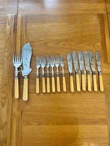 Antique 1894 Silver Collared Sheffield Fish Set
