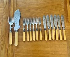 Antique 1894 Silver Collared Sheffield Fish Set