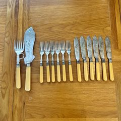 Antique 1894 Silver Collared Sheffield Fish Set