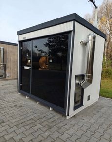 Sauna with wood fire stove