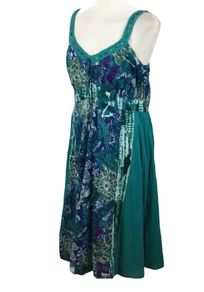 Klass Collection green / blue cotton sun dress size 10 includes postage
