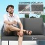 2-Seater Resin Wicker Garden Sofa with Cushions, Outdoor Sofa with Armrests, Steel Frame Image 4