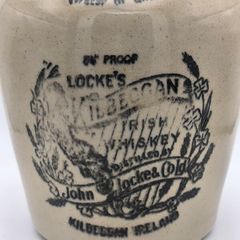 Vintage 1950s Locke's Kilbeggan Irish Whiskey Stoneware Flagon