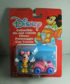 DISNEY MINNIE MOUSE (Mattel Inc.) - diecast car with Minnie Mouse figure (c.1988)