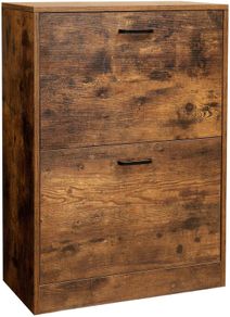 _Shoe cabinet with 2 compartments, Hallway cabinet, adjustable divider, 12 pairs of women's shoes or 8 men's shoes, 60 x 24 x 83.5 cm, industrial style, Rustic brown