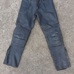 Leather pants and helmet