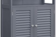 Bathroom Cabinet, Freestanding Kitchen Cabinet, Storage Shelf, with 2 Doors, Grey