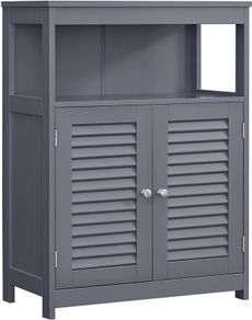 Bathroom Cabinet, Freestanding Kitchen Cabinet, Storage Shelf, with 2 Doors, Grey