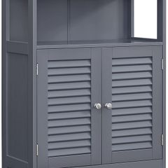 Bathroom Cabinet, Freestanding Kitchen Cabinet, Storage Shelf, with 2 Doors, Grey