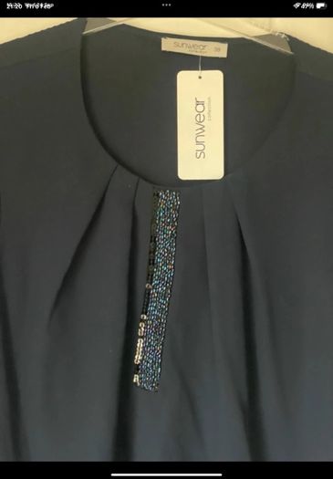 top Bnwt navy chiffon & embelished front sunwear brand European brand size 38