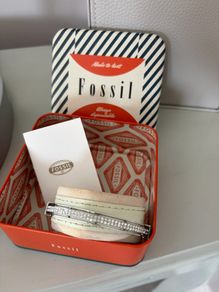 Fossil silver-tone hinged bangle