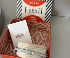 Fossil silver-tone hinged bangle