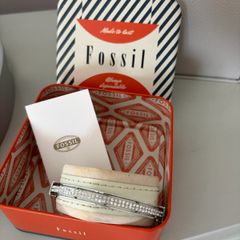 Fossil silver-tone hinged bangle