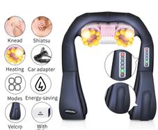 U Shape Electrical Shiatsu Back Neck Shoulder Body Massager Infrared Heated Kneading Car Home Massage