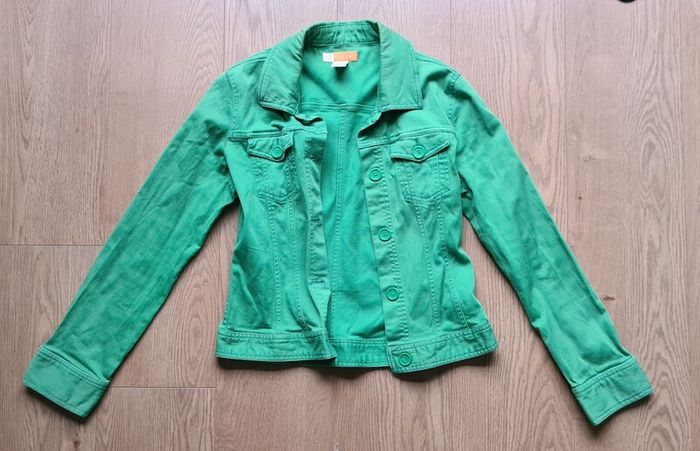Green denim jacket