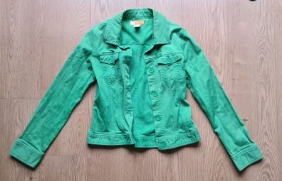 Green denim jacket